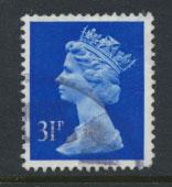 GB QE II Machin - SG X982   Used  31p Ultramarine Harriosn phosphorised paper 