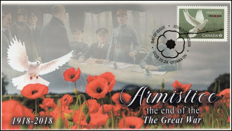 CA18-052, 2018, Armistice, Pictorial Postmark, First Day Cover, Ottawa ON