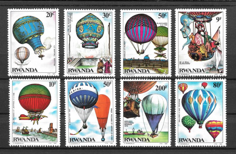RWANDA MNH SET SC#1183-1190 BALLOONS SCV$11.75 NICE SET