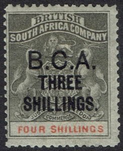 BRITISH CENTRAL AFRICA 1892 ARMS THREE SHILLINGS ON 4/-
