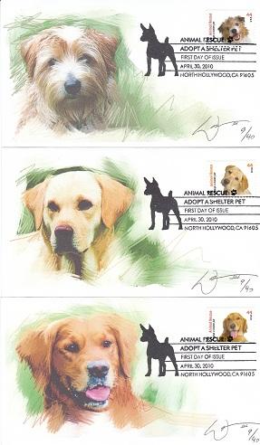 Animal Rescue Dogs 5 Diff. FDC 2010