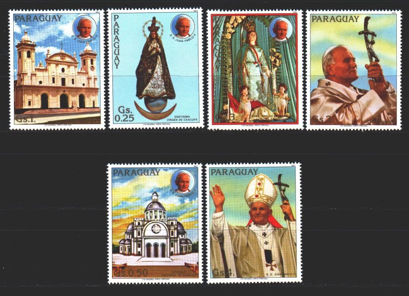 Paraguay. 1983. 3621-26 from the series. Churches, Madonna, Pope. MNH.