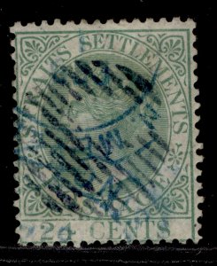 MALAYSIA - Straits Settlements QV SG16a, 24c yellow-green, FINE USED. Cat £21.