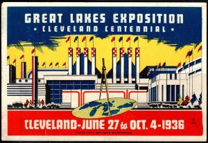 1936 US Poster Stamp Great Lakes Exposition *Cleveland Centennial* Cleveland