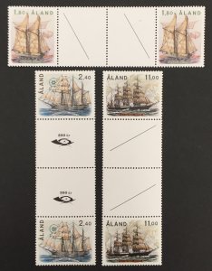 Aland Islands 1988 #31-3 Gutter Pair, Sailing Ships, MNH.