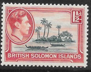 BRITISH SOLOMON IS. SG62 1938 1½d BLUE-GREEN & CARMINE MTD MINT.