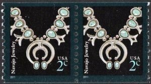 SCOTT  3758b  NAVAJO NECKLACE  2¢  COIL PAIR  MNH  SHERWOOD STAMP