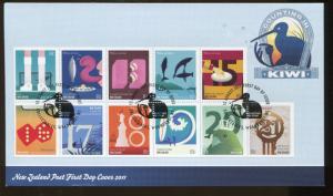 2011 New Zealand Stamp Yearset Counting In Kiwi First Day Covers & Poster