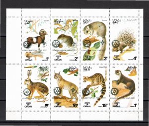 Oman (Cinderella) 2001 MNH 8 values small mammals conservation year