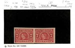 United States Postage Stamp, #371 Mint LH Pair, 1909 Alaska, Seward (AE)