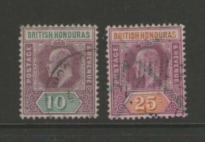 British Honduras 1907 KEVII Sc 65-7 FU