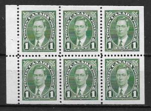 Canada 231b 1937 1c KGVI MNH Booklet Pane