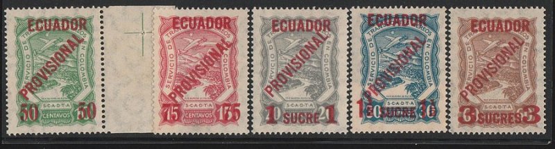 COLOMBIA 1928 SCADTA Ecuador Provisional surchare set . MNH ** with CERTIFICATE