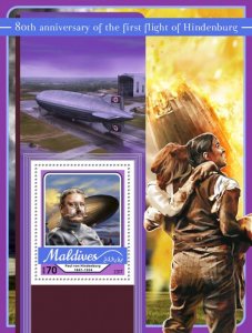 MALDIVES - 2017 - First Flight of Hindenburg - Perf Souv Sheet-Mint Never Hinged