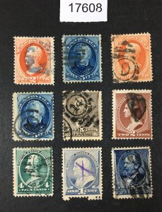 MOMEN: US STAMPS # 178-179,183,185,205,210-212,216 USED GROUP $127 LOT #17608