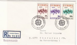 Cyprus 1972 Registered Double CEPT Cancels FDC Europa Stamps Cover Ref 27657