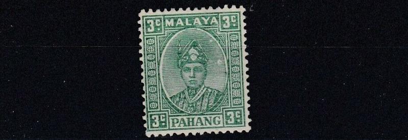 PAHANG  1935 - 41    S G 31  3C  GREEN  NO GUM  CAT £65