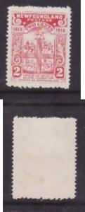 Newfoundland-Sc#88a- id30-unused og hinged 2c Coat-of-Arms-1908-perf 12x14-