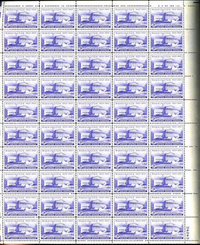 U.S. #991 MINT PL# SHEET OF 50 OG NH