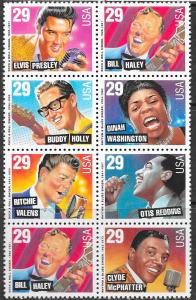 US#2724-30 $.29 Rock n Roll Rythmy & Blues blk of 8 CV$6.20