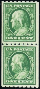 390, Mint 1¢ VF Coil Line Pair Post Office Fresh! Cat $72.50 - Stuart Katz