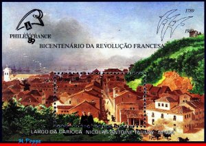 2197 BRAZIL 1989 FRENCH REVOLUTION PAINTING BY NICOLAS A.TAUNAY MI# B78 B-80 MNH