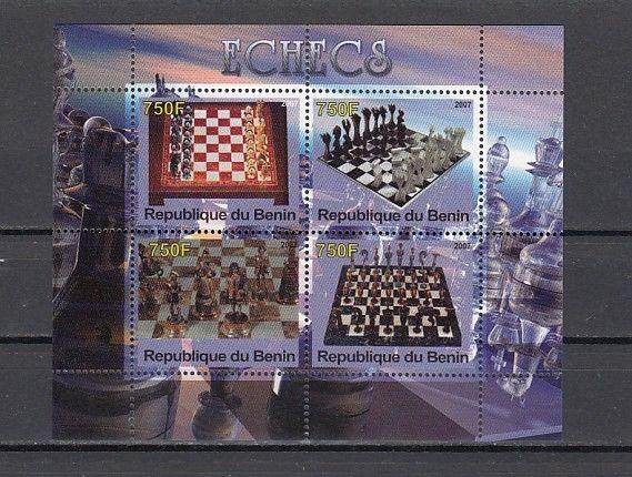 Benin, 2007 Cinderella issue. Sheet of 4 Chess sets.