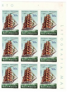 Mozambique 1963 Sc 454 Block of 9 MNH OG Training Ship Sagres Sailing