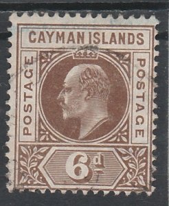 CAYMAN ISLANDS 1905 KEVII 6D WMK MULTI CROWN CA USED