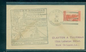 USS Monaghan (DD-354) Apr 19, 1935 First Day in Commission cancel, cachet