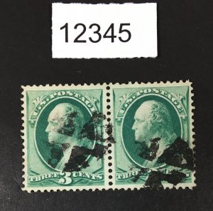 MOMEN: US STAMPS # 158 VF+ PAIR USED LOT #12345