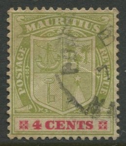 STAMP STATION PERTH Mauritius #140 Coat of Arms Used Wmk 3 -1910