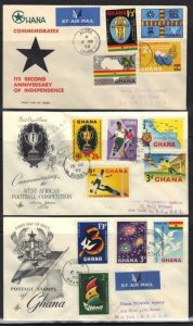 GHANA 1958-9 8 FDCS FIRST DAY COVERS INC INDEPENDENCE &