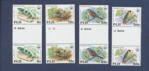 Fiji - Scott 397-400 -  MNH Gutter Pairs - Frog, Lizard, Reptile, Bird - -c