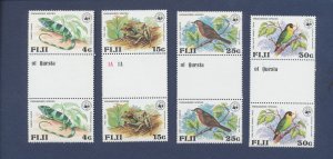 Fiji - Scott 397-400 - VF MNH Gutter Pairs - Frog, Lizard, Reptile, Bird -