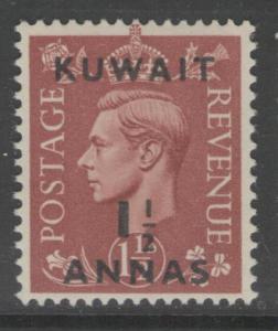 KUWAIT SG66 1948 1½a on 1½d PALE RED-BROWN MTD MINT