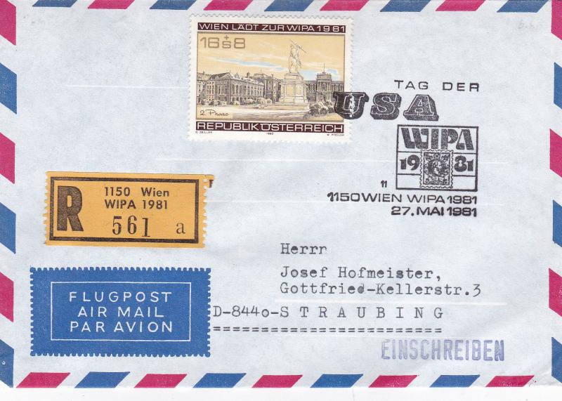 Austria 1981 WIPA USA Day Registered Cover VGC