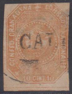 COLOMBIA 1859 Sc 4 RED BROWN USED BY OVAL CALI CANCEL SCV$80.00 