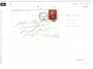 GB Cover London Numeral *DOT IN O* Unusual DUPLEX Variety 1d Red 1866 88c.12 