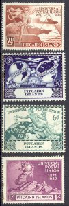 Pitcairn Islands Sc# 13-16 (stains) MH 1949 UPU Issue