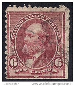 224 6 cent 1890 Garfield, Brown Red Stamp used AVG