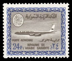 Saudi Arabia #C80 Cat$30, 1966 24p dark blue and black, never hinged