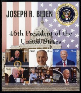 NEVIS  2021 JOE BIDEN 46th PRESIDENT OF THE US IMPERF SHEET  MINT NH