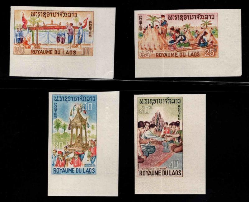 LAOS Scott 129-132 MNH**  imperforate Corner monk ordination set