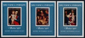 St Thomas & Principe 469-71 s/s's MNH Christmas, Art, Paintings