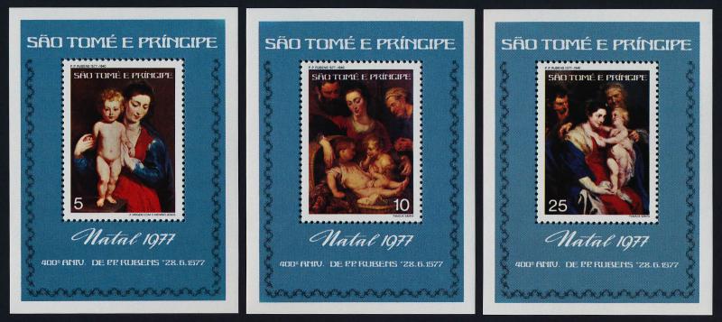 St Thomas & Principe 469-71 s/s's MNH Christmas, Art, Paintings