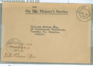 Pitcairn Islands  1956 O.H.M.S. cover