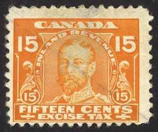 Canada Sc# FX6 Used 1915 15¢ orange Excise Tax Stamp
