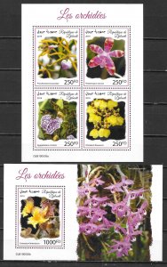 Djibouti 1828, 1836 Orchids m/s and s.s. MNH (lib)