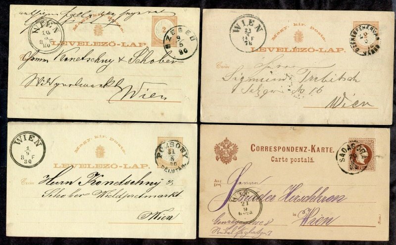 3625 - AUSTRIA-HUNGARY Lot of (4) Postal Cards. Legible Cancels. 1878-1883